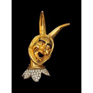 Spectacular Unsigned Heavy Dimensional Figural Jester Brooch (A4700)